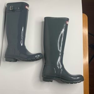 Hunter Boots Size 6 Gray Original Gloss